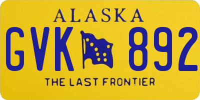 AK license plate GVK892