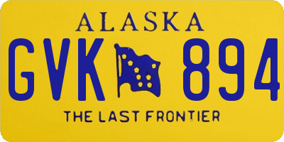 AK license plate GVK894