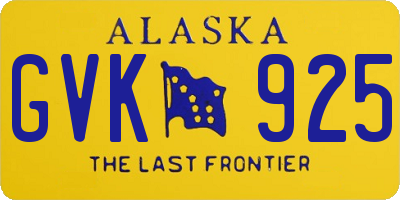 AK license plate GVK925