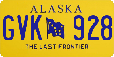 AK license plate GVK928
