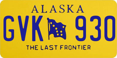 AK license plate GVK930