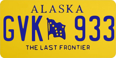 AK license plate GVK933