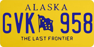 AK license plate GVK958