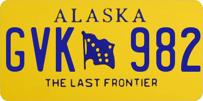 AK license plate GVK982