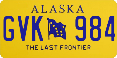 AK license plate GVK984