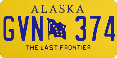 AK license plate GVN374