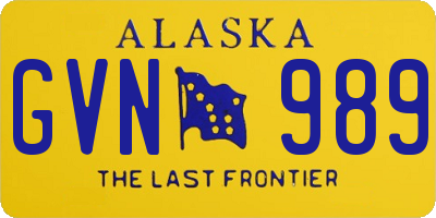 AK license plate GVN989