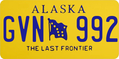AK license plate GVN992