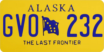 AK license plate GVO232