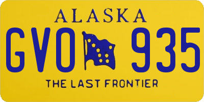 AK license plate GVO935