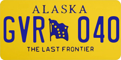 AK license plate GVR040