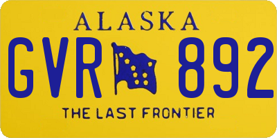 AK license plate GVR892