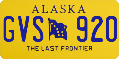 AK license plate GVS920