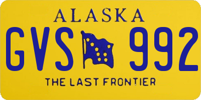 AK license plate GVS992