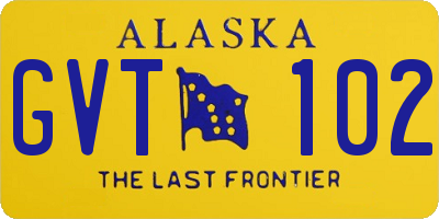 AK license plate GVT102