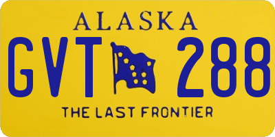 AK license plate GVT288