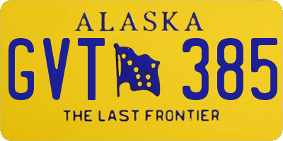 AK license plate GVT385