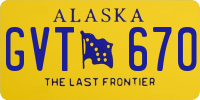 AK license plate GVT670