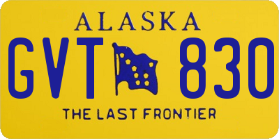 AK license plate GVT830