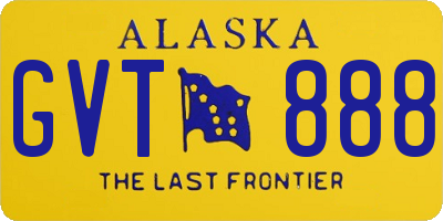 AK license plate GVT888