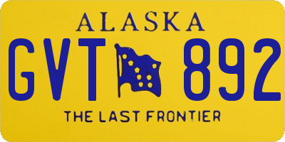 AK license plate GVT892