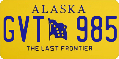 AK license plate GVT985