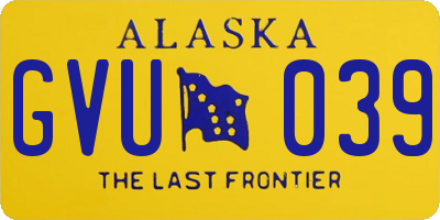 AK license plate GVU039