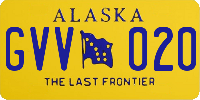 AK license plate GVV020