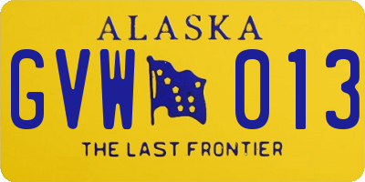 AK license plate GVW013