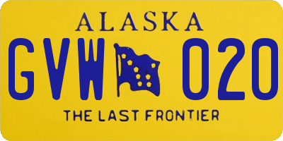 AK license plate GVW020