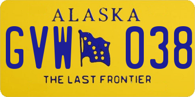 AK license plate GVW038