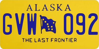 AK license plate GVW092