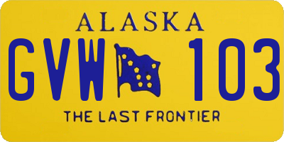 AK license plate GVW103