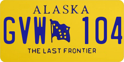 AK license plate GVW104