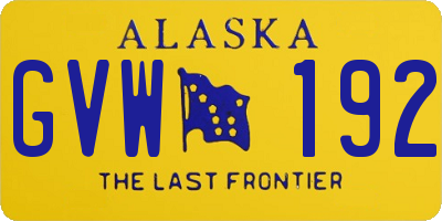 AK license plate GVW192