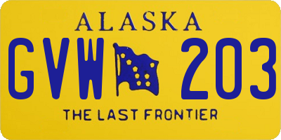 AK license plate GVW203