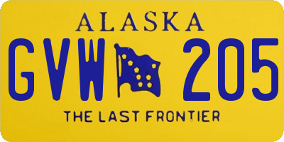 AK license plate GVW205