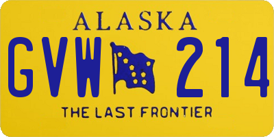 AK license plate GVW214