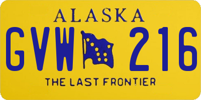 AK license plate GVW216