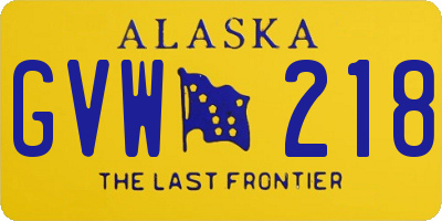 AK license plate GVW218