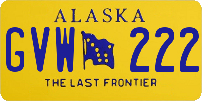 AK license plate GVW222