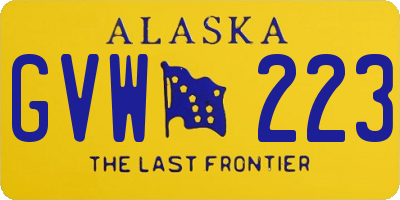 AK license plate GVW223