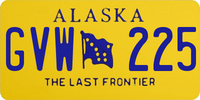 AK license plate GVW225