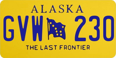 AK license plate GVW230