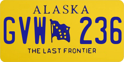 AK license plate GVW236