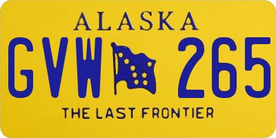 AK license plate GVW265