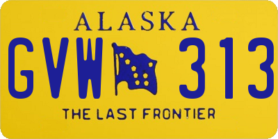 AK license plate GVW313