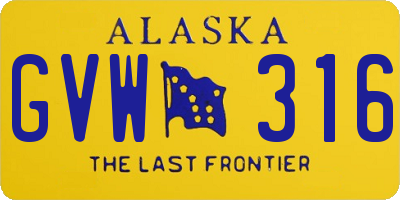 AK license plate GVW316