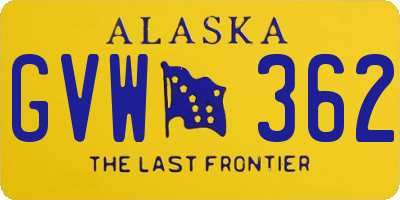 AK license plate GVW362