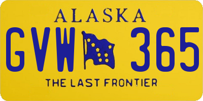 AK license plate GVW365